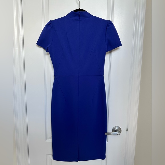 Laura Petites - Small Tie Neck Midi Dress - Size 2 - Stretchy Cocktail Dress - Picture 3 of 6